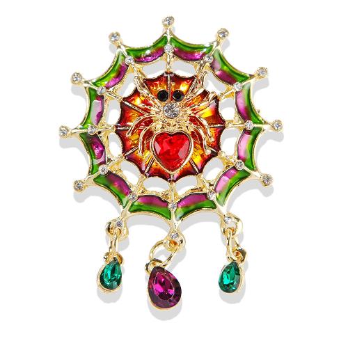 smalt Brož, Zinek, pavučina, á, pro ženy & s drahokamu & dutý, zlatý, Prodáno By PC