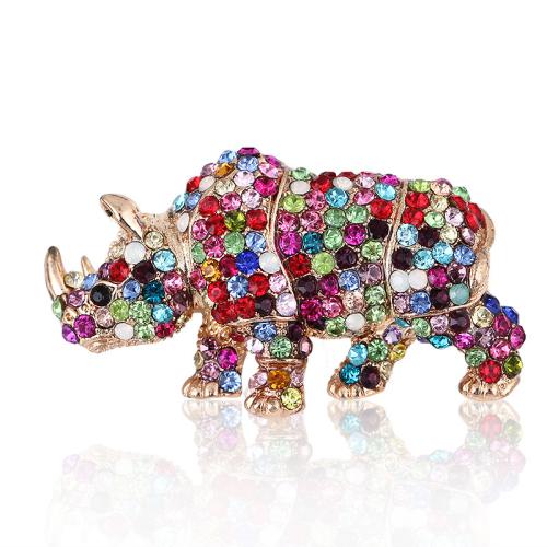 Drahokamu Brož, Zinek, Slon, á, módní šperky & pro ženy & s drahokamu, zlatý, Prodáno By PC