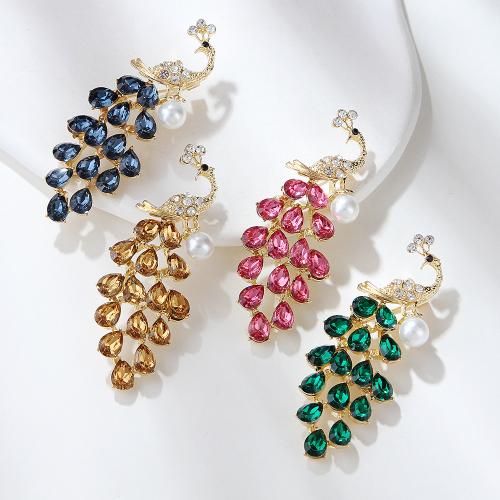 Drahokamu Brož, Zinek, s Plastové Pearl, Páv, barva pozlacený, unisex & s drahokamu & dutý, více barev na výběr, Prodáno By PC