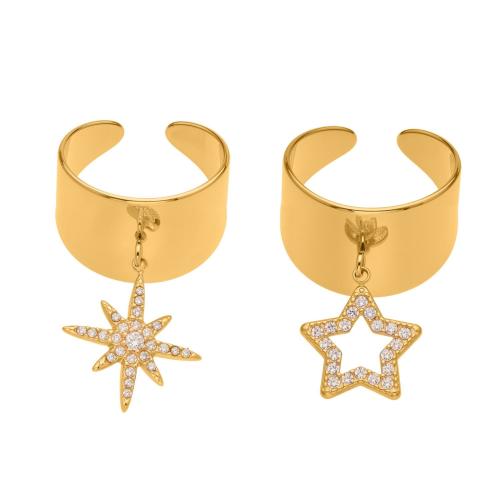 Cubic Zirconia nerezové prst prsten, 304 Stainless Steel, barva pozlacený, módní šperky & micro vydláždit kubické zirkony, více barev na výběr, Prodáno By PC