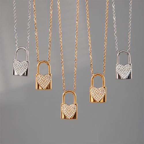 Stainless Steel smycken halsband, 304 rostfritt stål, guldfärg pläterade, mode smycken & micro bana cubic zirconia, fler färger för val, Säljs av PC