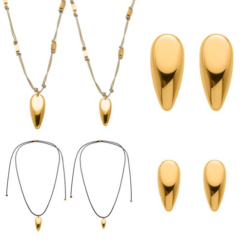 Stainless Steel smycken Ställer, tröja kedja halsband & örhänge, 304 rostfritt stål, guldfärg pläterade, mode smycken, fler färger för val, Säljs av PC