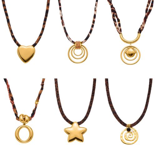 Stainless Steel smycken halsband, 304 rostfritt stål, med Silke & Plast Pearl, guldfärg pläterade, mode smycken, fler färger för val, Säljs av PC