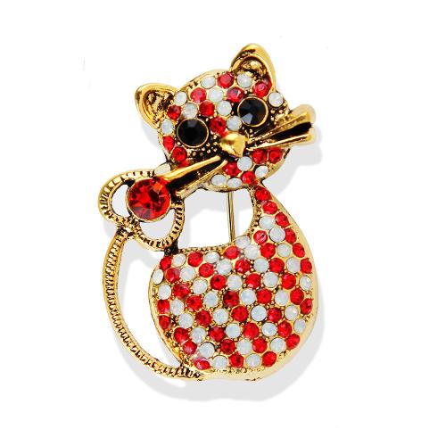Rhinestone Brooch Zinc Alloy Cat plated Unisex & with rhinestone & hollow Sold By PC