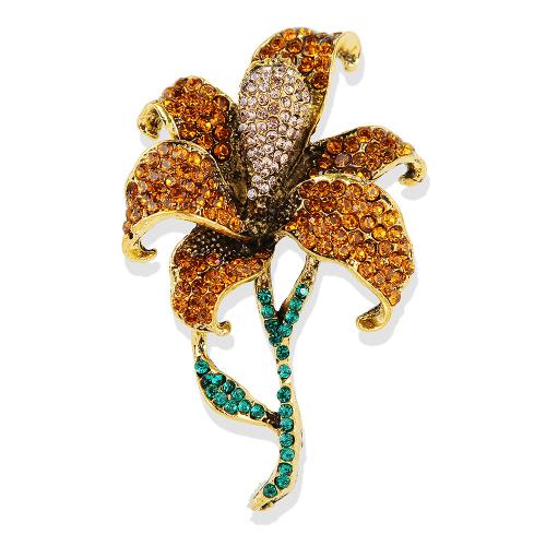 Broche de strass, alliage de zinc, Lily, Placage, unisexe & avec strass, plus de couleurs à choisir, Vendu par PC