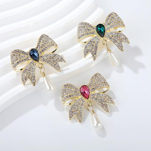 Drahokamu Brož, Zinek, s Plastové Pearl, Bowknot, á, módní šperky & pro ženy & s drahokamu, více barev na výběr, Prodáno By PC