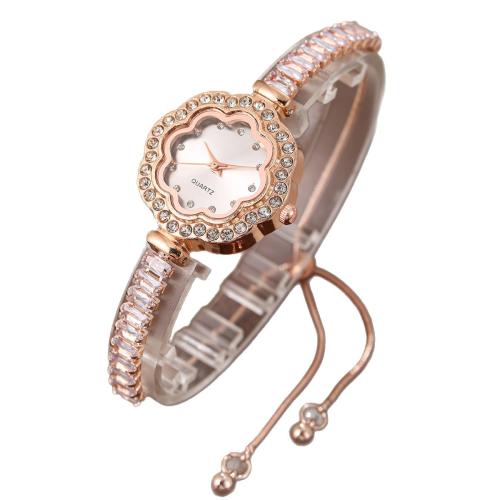 Pulsera de Reloj para Mujer, Aleación, con Vidrio & acero inoxidable 304, chapado, Joyería & con diamantes de imitación, Blanco, longitud 26 cm, Vendido por UD