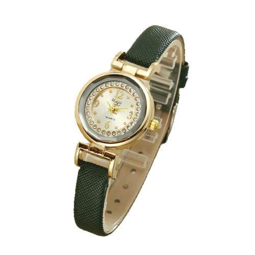 Women Wrist Watch Alloy with Faux Leather & Glass & 304 Stainless Steel plated fashion jewelry & for woman & with rhinestone Length 21.5 cm Sold By PC
