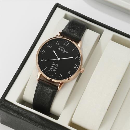 Women Wrist Watch Alloy with Faux Leather & Glass & 304 Stainless Steel plated fashion jewelry & for woman & with rhinestone Length 24 cm Sold By PC