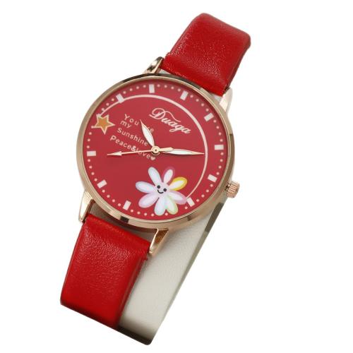 Women Wrist Watch Alloy with Faux Leather & Glass & 304 Stainless Steel plated fashion jewelry & for woman Length 24 cm Sold By PC