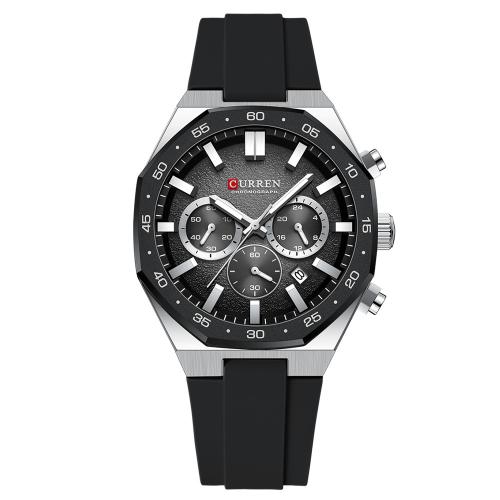 Zink Alloy Watch Armband, med Glas & Silikon, plated, Liv vattenresistent & med gemensam kalender & för människan & luminated, fler färger för val, 240x20mm, Säljs av PC