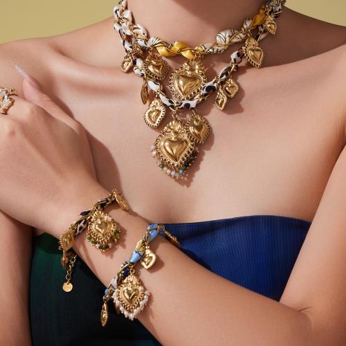 Stainless Steel smycken Ställer, armband & halsband, 304 rostfritt stål, med Natursten & Plast Pearl, guldfärg pläterade, mode smycken, fler färger för val, Säljs av PC