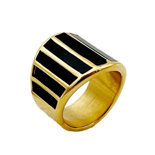 Stainless Steel Finger Ring 304 Stainless Steel with Black Shell plated  & for woman golden Sold By PC