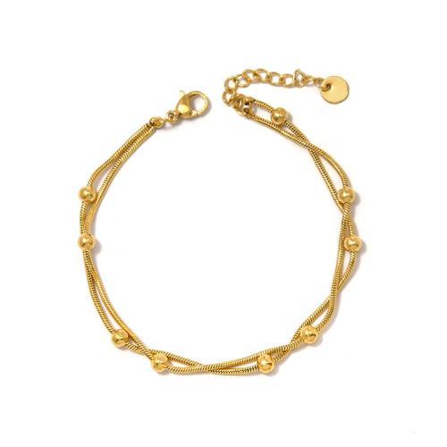 Bracciale gioielli in acciaio inossidabile, 304 acciaio inox, placcato color oro, Doppio strato & gioielli di moda & per la donna, Venduto da PC