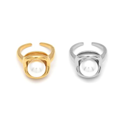 Ring Finger ze stali nierdzewnej, Stal nierdzewna 304, ze Perła plastikowa, Powlekane, biżuteria moda & dla kobiety, dostępnych więcej kolorów, sprzedane przez PC