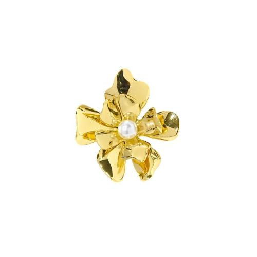 Ring Finger ze stali nierdzewnej, Stal nierdzewna 304, ze Perła plastikowa, Kwiat, Powlekane, biżuteria moda & różne style do wyboru & dla kobiety, złoty, sprzedane przez PC