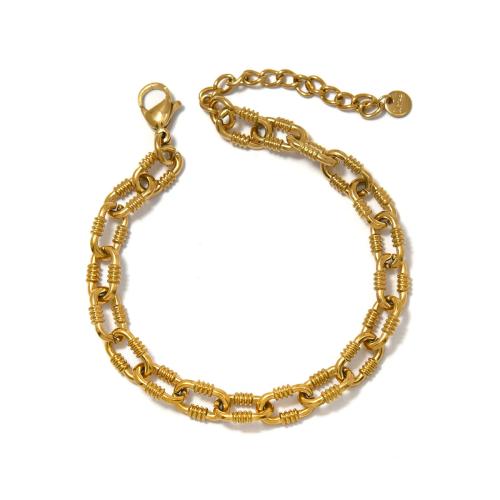 Bracciale gioielli in acciaio inossidabile, 304 acciaio inox, Placcato oro 18K, gioielli di moda & unisex, Venduto da PC