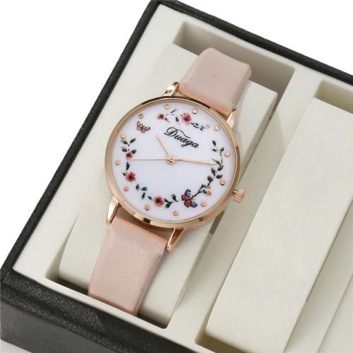 Women Wrist Watch Alloy with Faux Leather & Glass & 304 Stainless Steel plated fashion jewelry & for woman & with rhinestone Length 24 cm Sold By PC