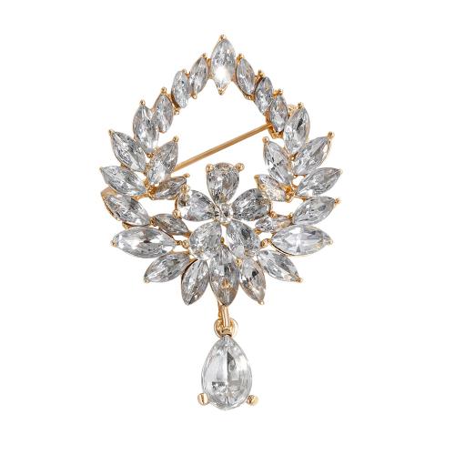 Broche de strass, alliage de zinc, unisexe & avec strass & creux, blanc, Vendu par PC