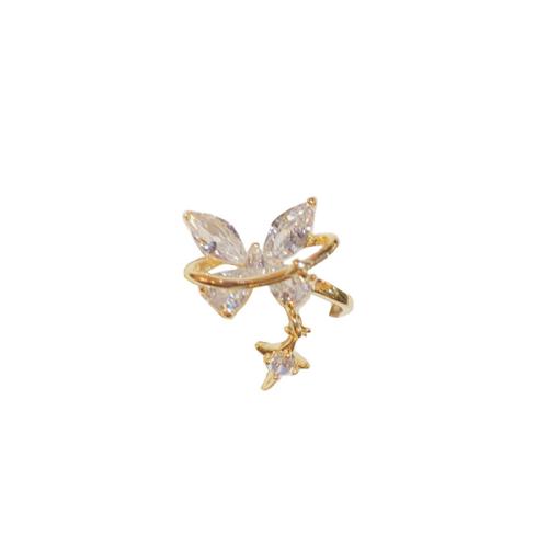 Muoti Korvakorut Cuff, Messinki, Perhonen, päällystetty, muoti korut & Micro Pave kuutiometriä zirkonia & naiselle, enemmän värejä valinta, 15x10mm, Myymät PC