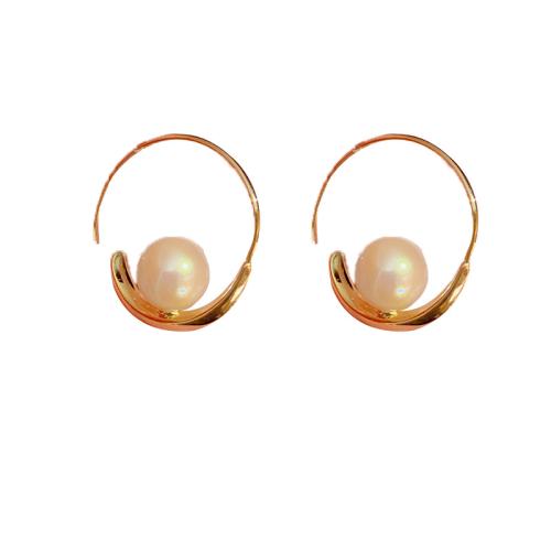 Ottone Orecchino con pendente, with Mabe Pearl, placcato oro vero, gioielli di moda & per la donna, 26x10mm, Venduto da coppia