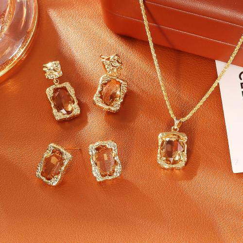 Sets de Joyas de Cristal , metal, con Cristal, chapado en oro real, Joyería & diferentes estilos para la opción & para mujer, Vendido por UD