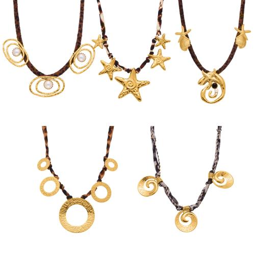 Stainless Steel smycken halsband, 304 rostfritt stål, med Silke & Plast Pearl, guldfärg pläterade, mode smycken, fler färger för val, Säljs av PC