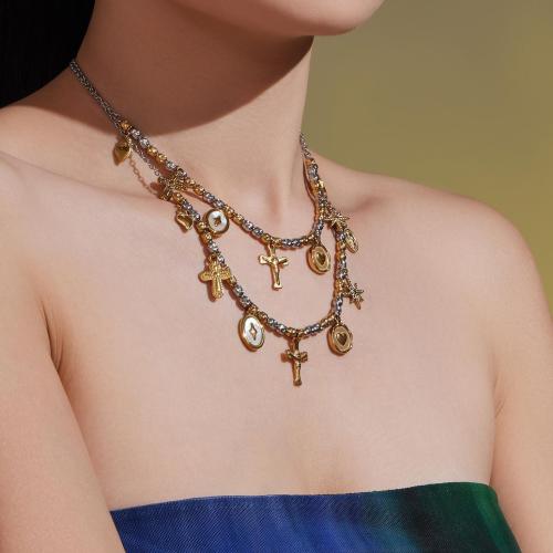 Stainless Steel smycken halsband, 304 rostfritt stål, med Shell, guldfärg pläterade, mode smycken, fler färger för val, Säljs av PC