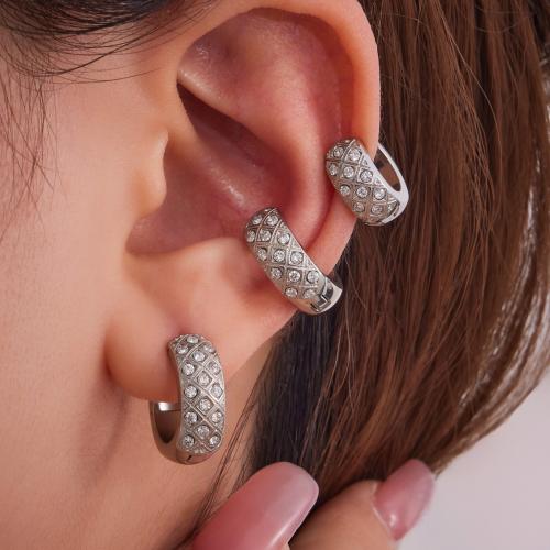 Huggie Hoop Korvakorut, 304 Stainless Steel, kullan väri kullattu, muoti korut & Micro Pave kuutiometriä zirkonia, enemmän värejä valinta, Myymät PC