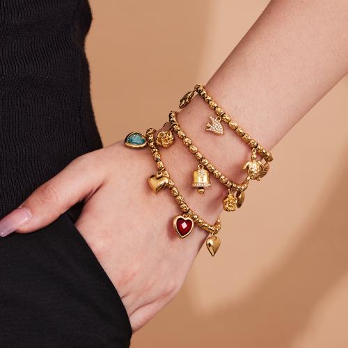 Bracciale gioielli in acciaio inossidabile, 304 acciaio inox, placcato color oro, gioielli di moda & Micro spianare cubic zirconia, nessuno, Venduto da PC