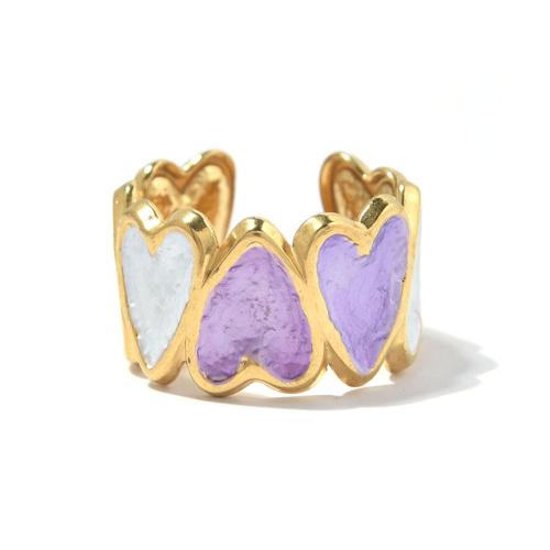 Emaille roestvrij staal vinger ring, 304 roestvrij staal, gold plated, mode sieraden & voor vrouw & glazuur, meer kleuren voor de keuze, Verkocht door PC