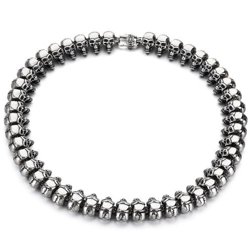 Rostfritt stål kedja halsband, 304 rostfritt stål, Skull, plated, mode smycken & för människan, fler färger för val, Säljs av PC