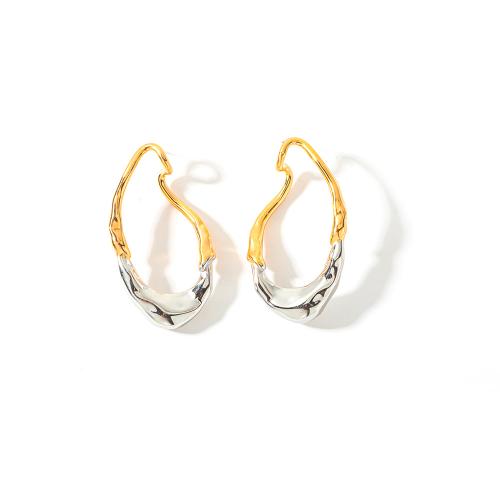 Rostfritt stål Stud Örhängen, 304 rostfritt stål, plated, olika stilar för val & för kvinna & två ton & ihålig, Säljs av Par