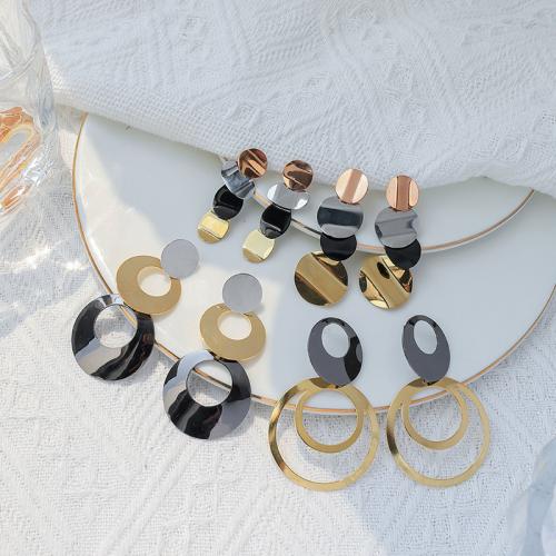 Edelstahl Tropfen Ohrring, 304 Edelstahl, plattiert, verschiedene Stile für Wahl & für Frau & hohl, farbenfroh, verkauft von Paar