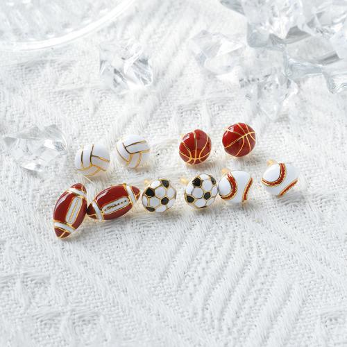 Rostfritt stål Stud Örhängen, 304 rostfritt stål, guldfärg pläterade, olika stilar för val & för kvinna & emalj, Säljs av Par