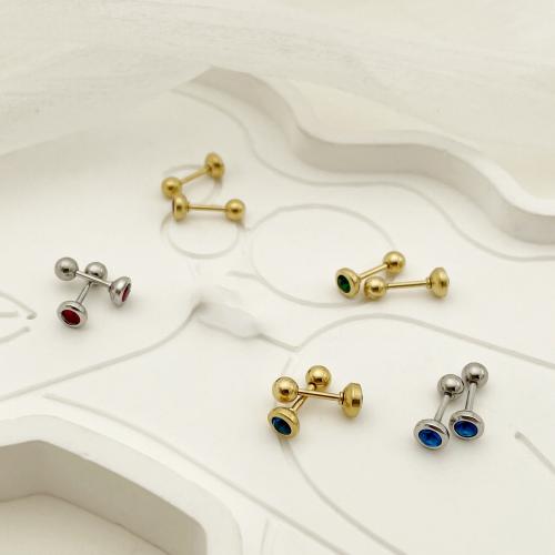 Rostfritt stål Stud Örhängen, 304 rostfritt stål, plated, mode smycken & micro bana cubic zirconia & för kvinna, fler färger för val, Säljs av Par
