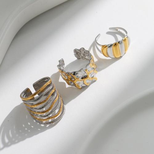 Ring Finger ze stali nierdzewnej, Stal nierdzewna 304, Powlekane, różne style do wyboru & dla kobiety & Dwukolorowe, sprzedane przez PC