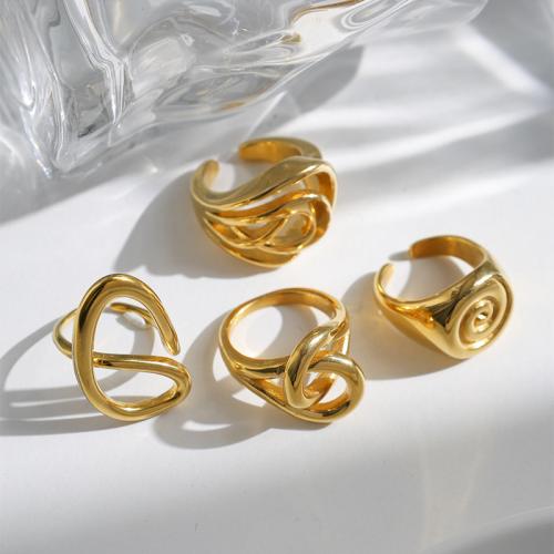 Ring Finger ze stali nierdzewnej, Stal nierdzewna 304, Powlekane, różne style do wyboru & dla kobiety & pusty, złoty, sprzedane przez PC