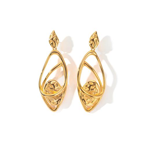 Edelstahl Tropfen Ohrring, 304 Edelstahl, plattiert, Modeschmuck & für Frau & hohl, goldfarben, verkauft von Paar