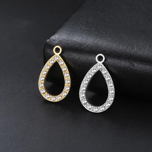 Colgantes de Acero Inoxidable, acero inoxidable 304, Gota, chapado, Bricolaje & con diamantes de imitación & hueco, más colores para la opción, 10.70x18mm, 10PCs/Bolsa, Vendido por Bolsa