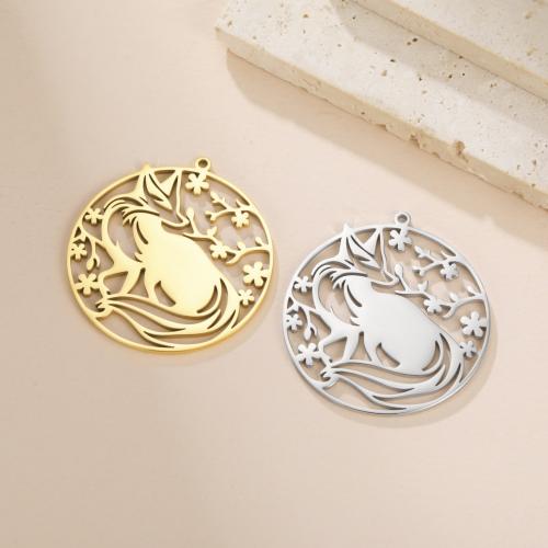 Stainless Steel Animal Pendants 304 Stainless Steel Fox plated DIY & hollow Sold By Bag