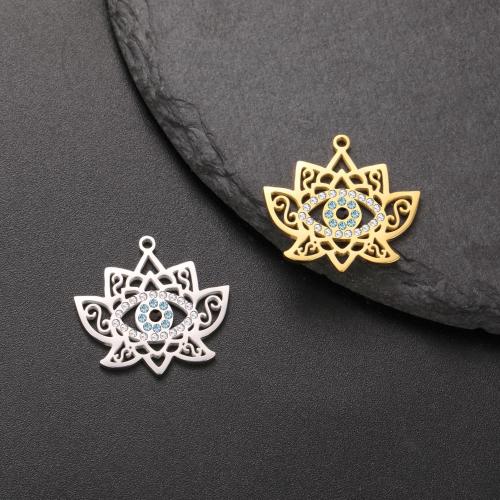 Stainless Steel Pendants 304 Stainless Steel Flower plated DIY & with rhinestone & hollow Sold By Bag