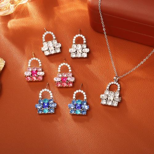 Zircon cubique Micro Pave parures de bijoux en laiton, sac à main, Placage, styles différents pour le choix & pavé de micro zircon & pour femme, Vendu par PC