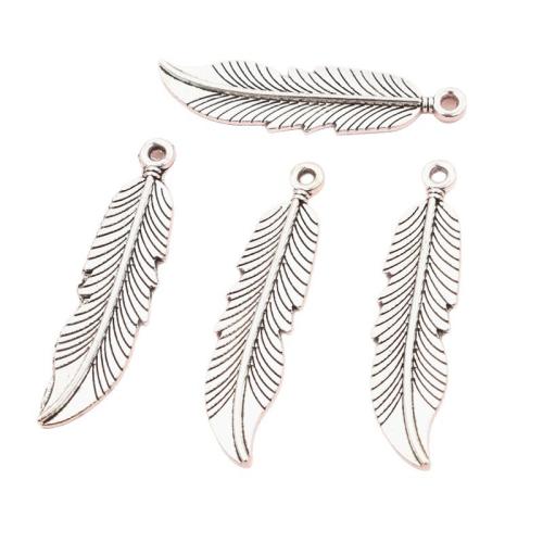 Zinc Alloy Feather Přívěsky, Zinek, Peří, DIY, 45x11mm, 100PC/Bag, Prodáno By Bag
