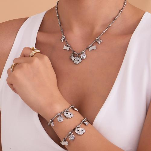 Cubic Zirconia Stainless Steel smycken, hänge & armband & halsband, 304 rostfritt stål, guldfärg pläterade, mode smycken & micro bana cubic zirconia, fler färger för val, Säljs av PC