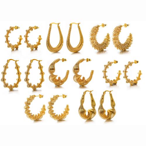 Ruostumaton teräs Korvakorut, 304 Stainless Steel, kullan väri kullattu, muoti korut, enemmän värejä valinta, Myymät Pair