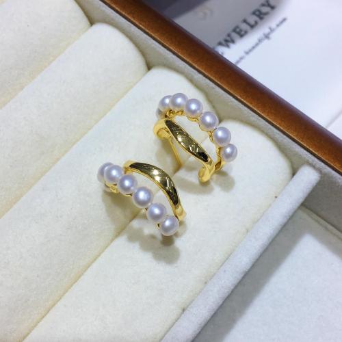 Makeanveden helmi korvakorut, Messinki, kanssa Makeanveden helmen, päällystetty, tee-se-itse & tekojalokivi, enemmän värejä valinta, 3-8mm, Myymät Pair