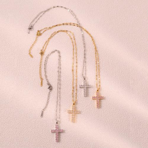 Stainless Steel smycken halsband, 304 rostfritt stål, plated, mode smycken & micro bana cubic zirconia & för kvinna, fler färger för val, Säljs av PC