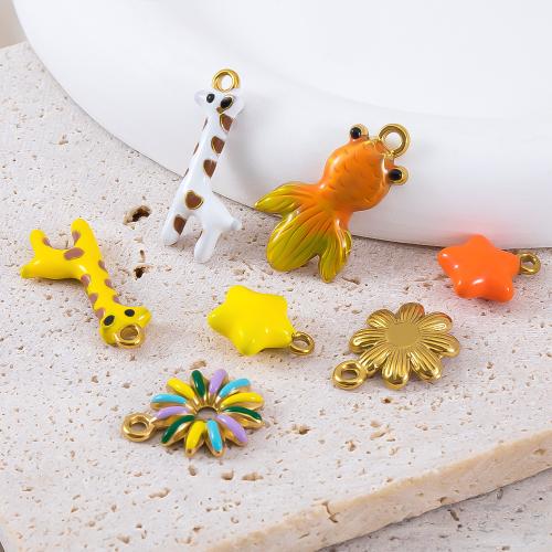 Nerezová ocel Šperky Přívěsky, 304 Stainless Steel, barva pozlacený, DIY & různé styly pro výběr & smalt, Prodáno By PC