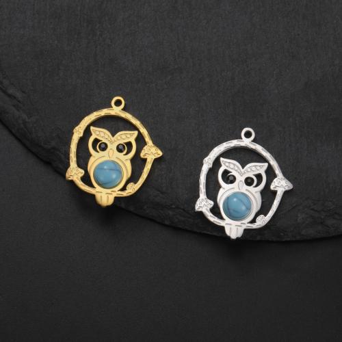 Gemstone Pendants Jewelry 304 Stainless Steel with Gemstone Owl plated DIY Sold By Bag